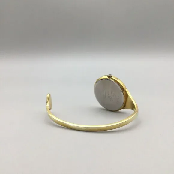 Philippe Pechard Modern Cuff Watch Women 30mm Gold Tone 7775-G New Battery
